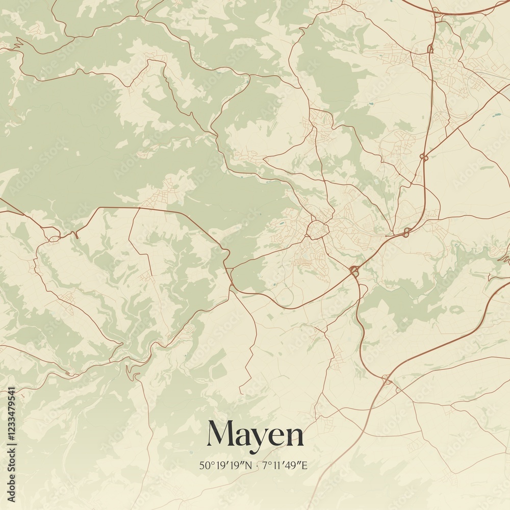 Naklejka premium Vintage map of Mayen, Germany.