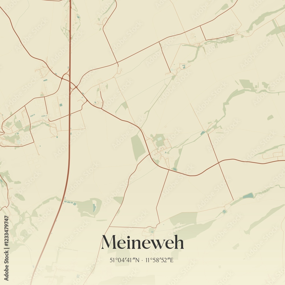 Fototapeta premium Vintage map of Meineweh, Germany.