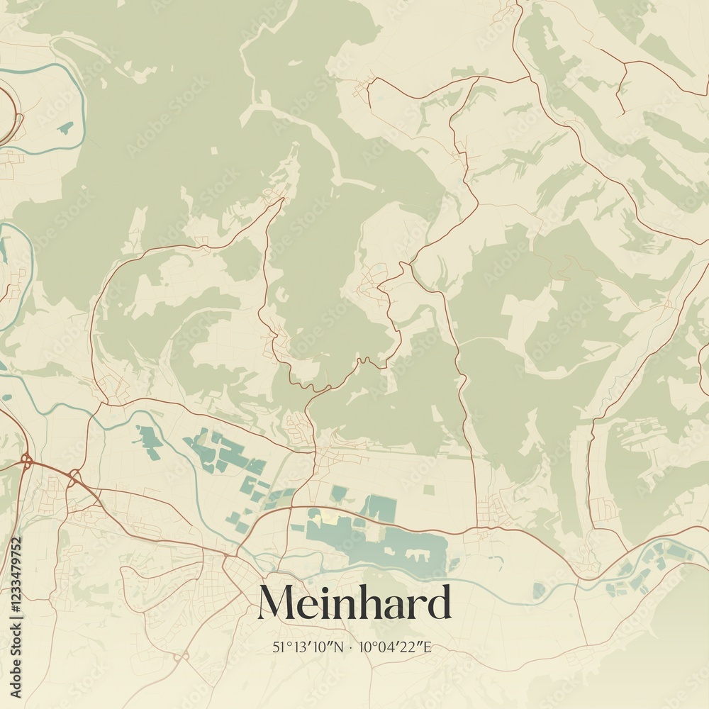 Fototapeta premium Vintage map of Meinhard, Germany.
