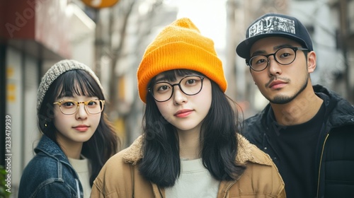 Stylish Friends in Urban Setting