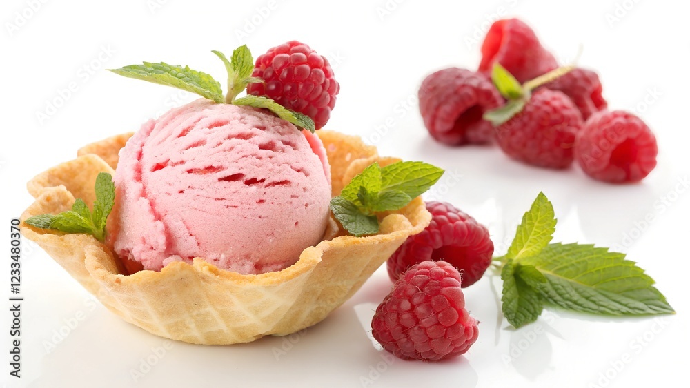 A delicious scoop of strawberry ice cream, a sweet and cold dessert A delicious scoop of strawberry ice cream, a sweet and cold dessert