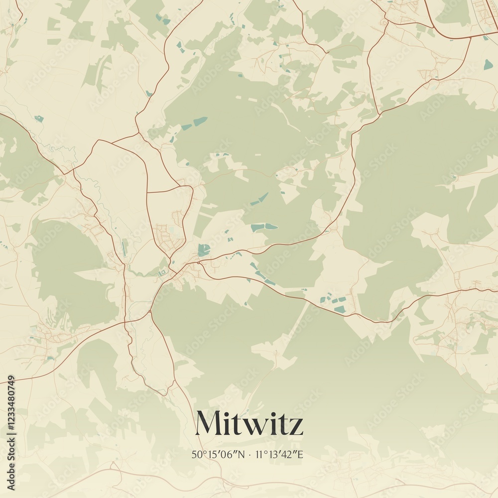 Fototapeta premium Vintage map of Mitwitz, Germany.