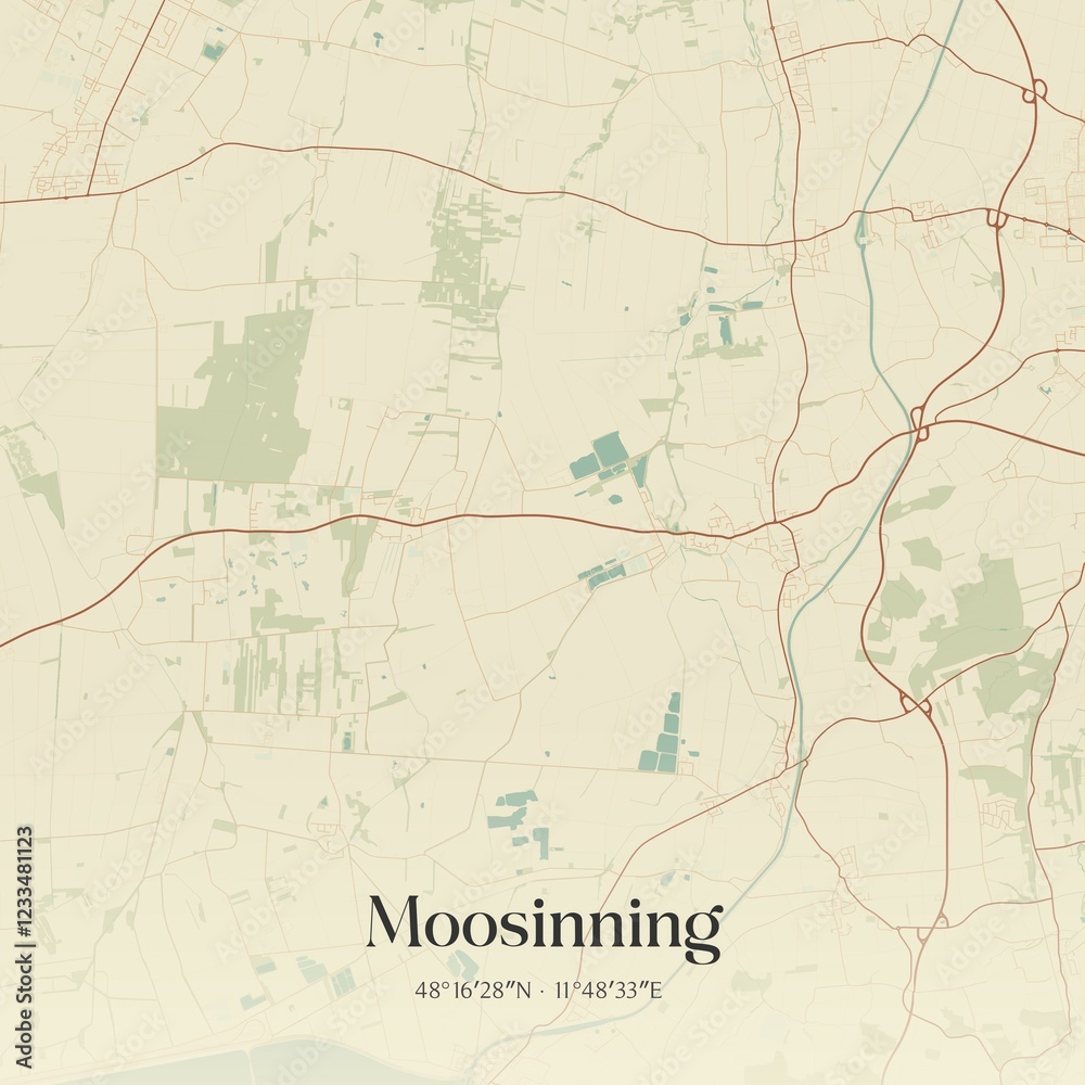 Obraz premium Vintage map of Moosinning, Germany.