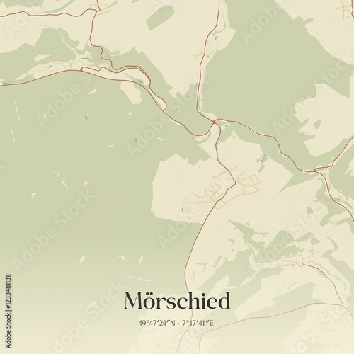 Vintage map of Morschied, Germany.