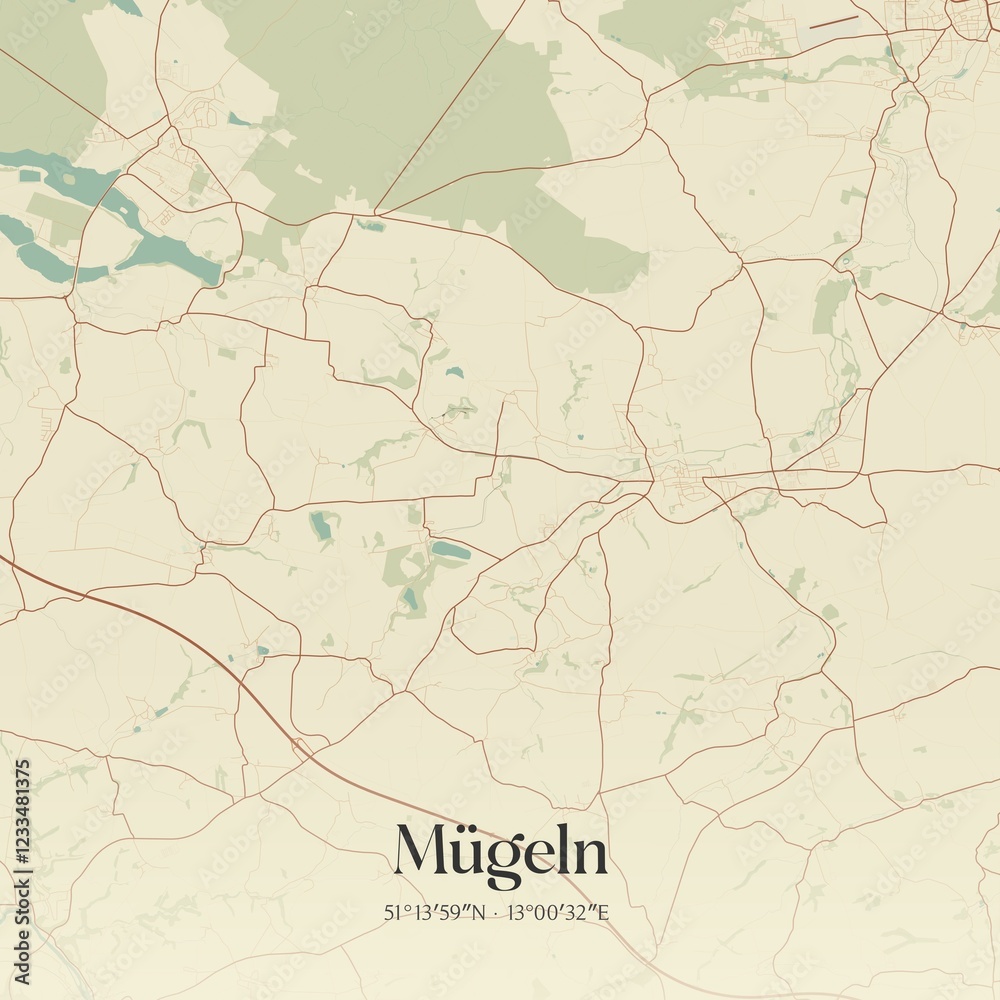 Naklejka premium Vintage map of Mugeln, Germany.