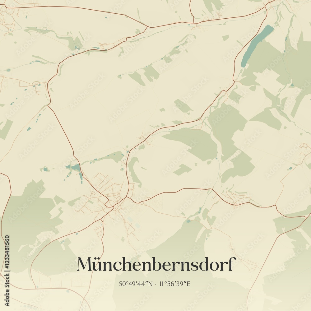 Obraz premium Vintage map of Munchenbernsdorf, Germany.