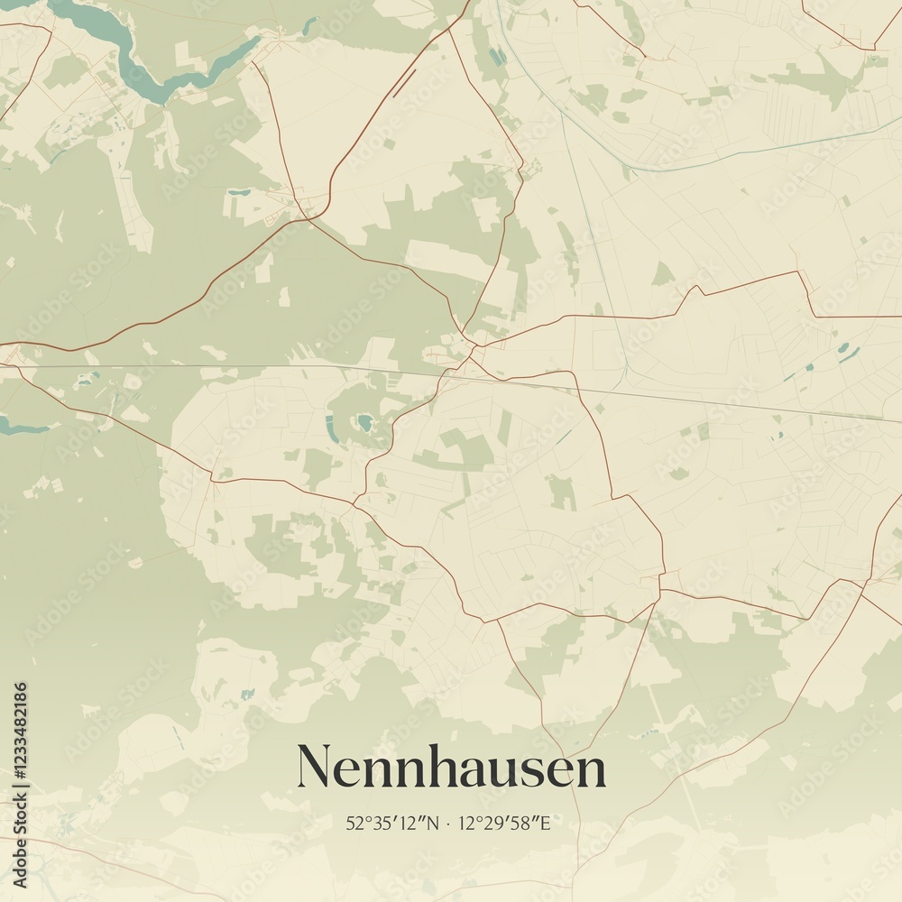 Fototapeta premium Vintage map of Nennhausen, Germany.
