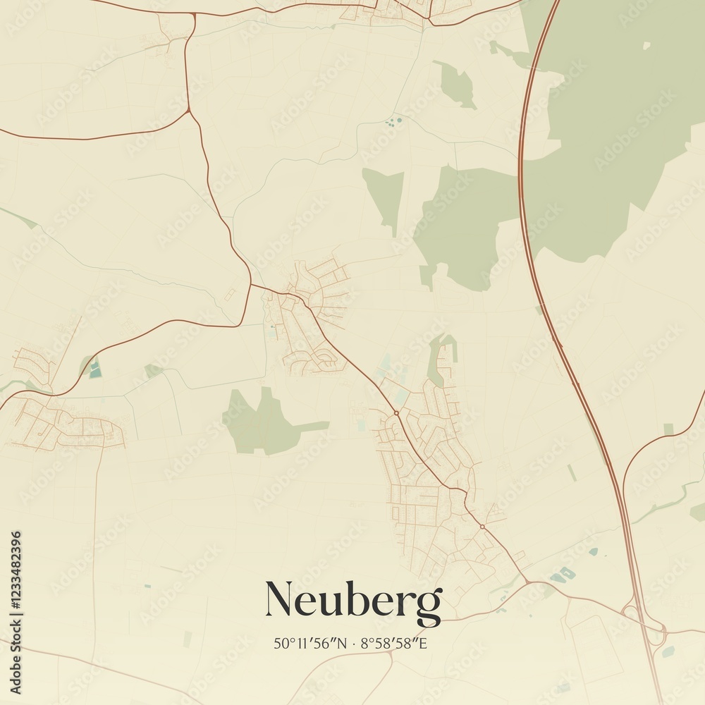 Fototapeta premium Vintage map of Neuberg, Germany.