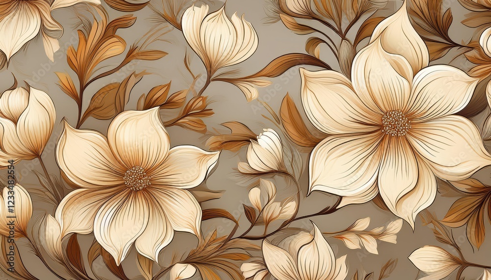 Stunning Seamless Scene with Beige Flowers A Blend of Soft Textures and Vibrant Hues in an Ethereal Landscape, Ideal for Digital Art, Home Decor, or Design Inspiration. Stunning Seamless Scene with Beige Flowers A Blend of Soft Textures and Vibrant Hues in an Ethereal Landscape, Ideal for Digital Art, Home Decor, or Design Inspiration.