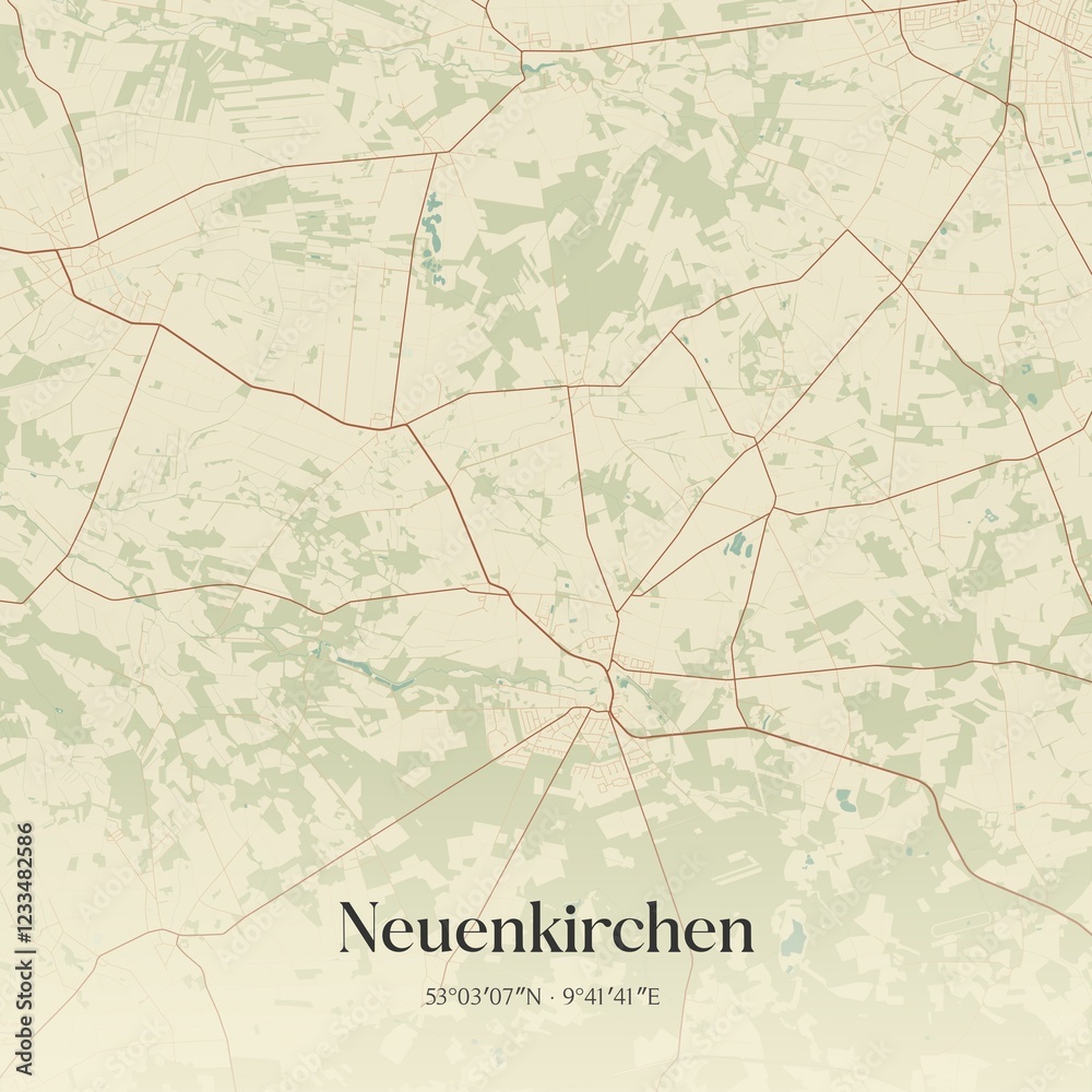 Fototapeta premium Vintage map of Neuenkirchen, Germany.
