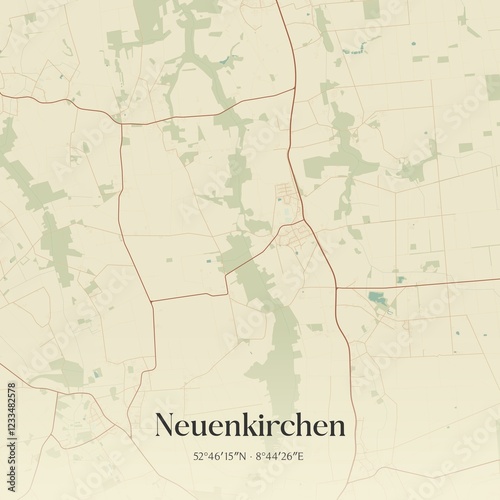Vintage map of Neuenkirchen, Germany.