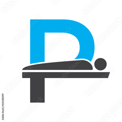 Initial Letter P MRI Symbol Of Medical MRI Procedure Vector Template. Tomography Sign