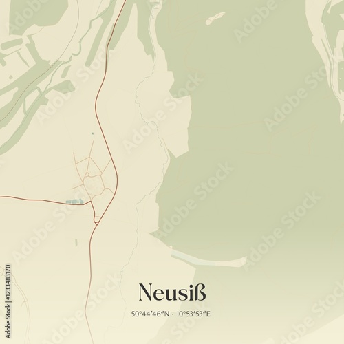 Vintage map of Neusiß, Germany. photo