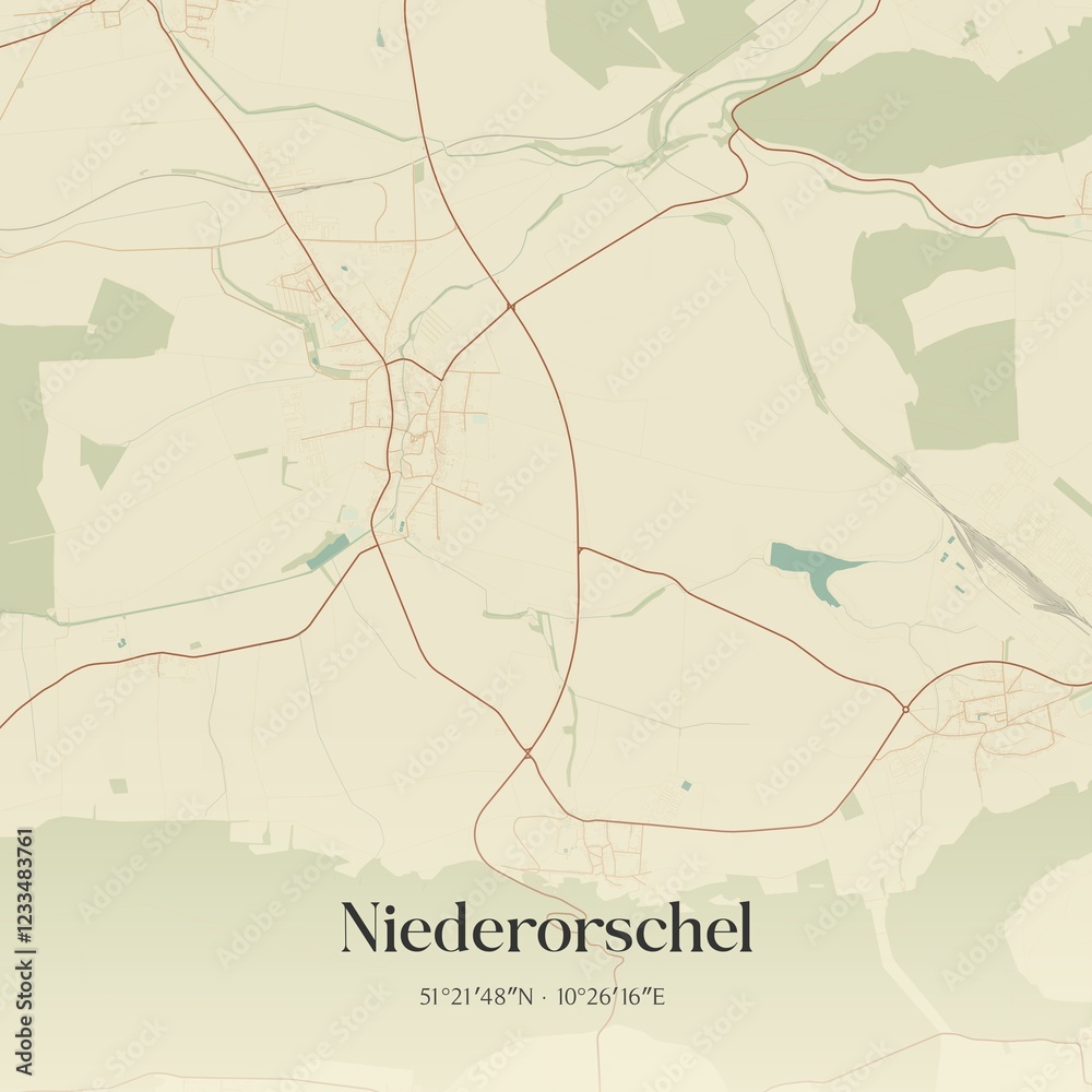 Obraz premium Vintage map of Niederorschel, Germany.