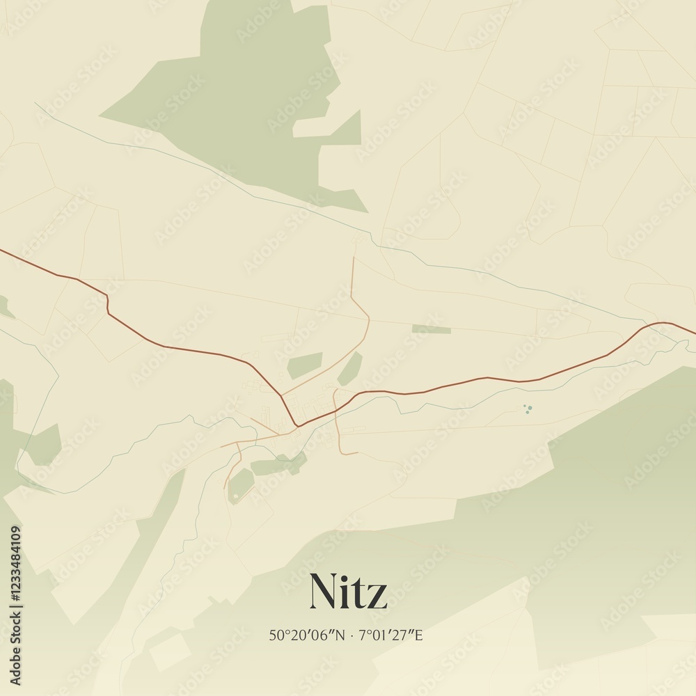 Fototapeta premium Vintage map of Nitz, Germany.
