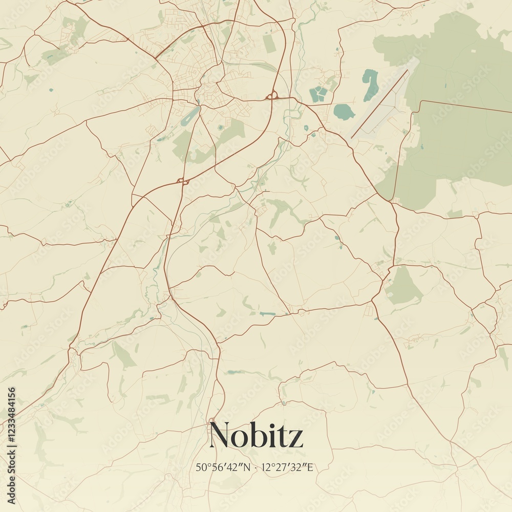Fototapeta premium Vintage map of Nobitz, Germany.