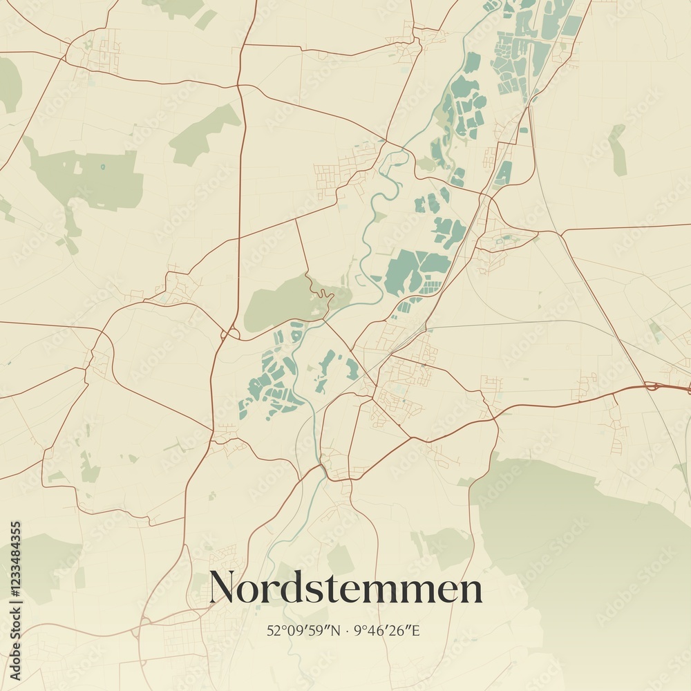 Naklejka premium Vintage map of Nordstemmen, Germany.
