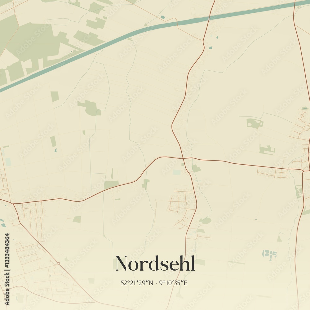Fototapeta premium Vintage map of Nordsehl, Germany.
