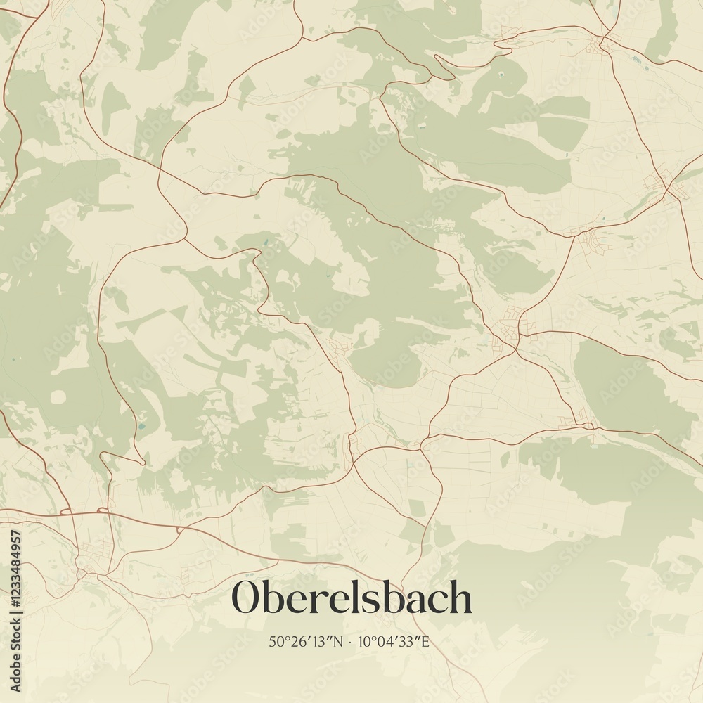 Fototapeta premium Vintage map of Oberelsbach, Germany.