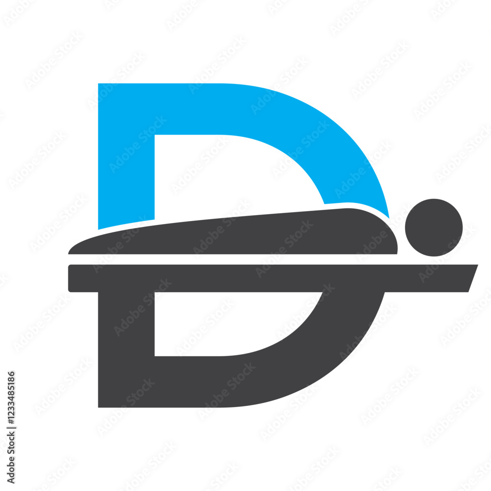 Initial Letter D MRI Symbol Of Medical MRI Procedure Vector Template. Tomography Sign Initial Letter D MRI Symbol Of Medical MRI Procedure Vector Template. Tomography Sign