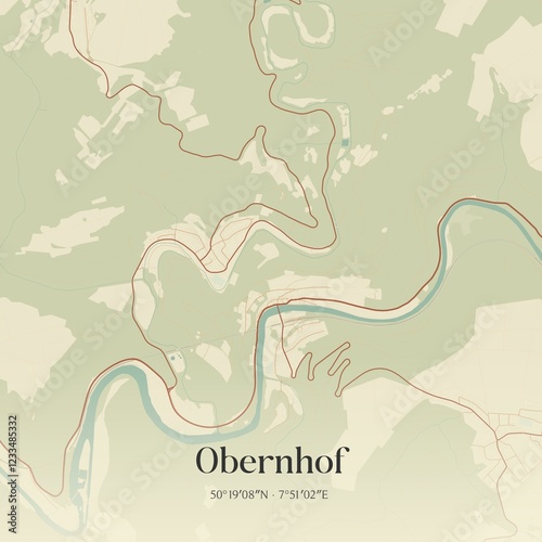 Vintage map of Obernhof, Germany. photo