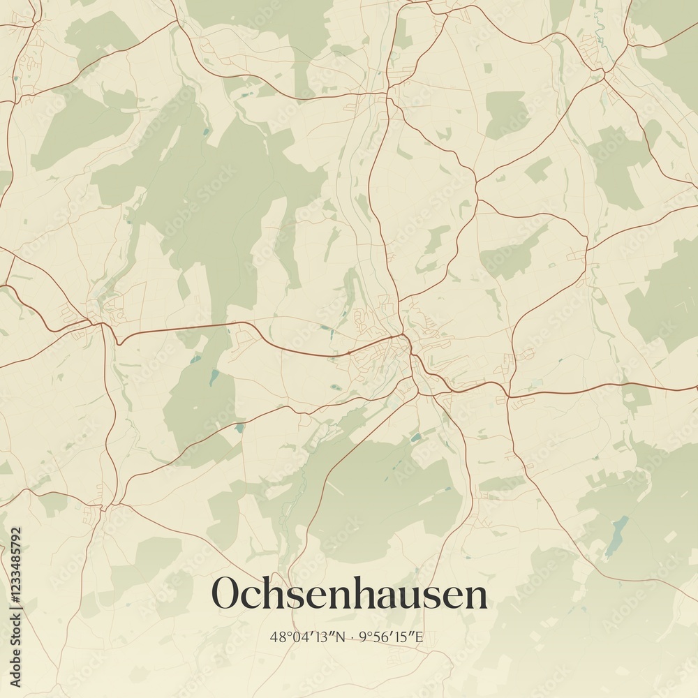 Fototapeta premium Vintage map of Ochsenhausen, Germany.