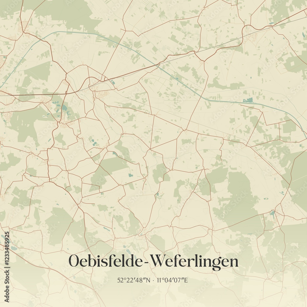 Fototapeta premium Vintage map of Oebisfelde-Weferlingen, Germany.
