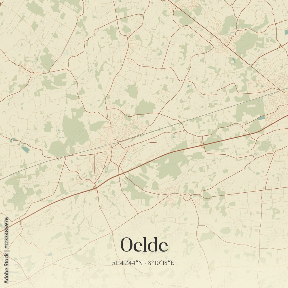 Obraz premium Vintage map of Oelde, Germany.