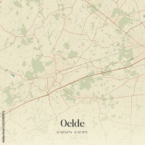 Vintage map of Oelde, Germany. photo