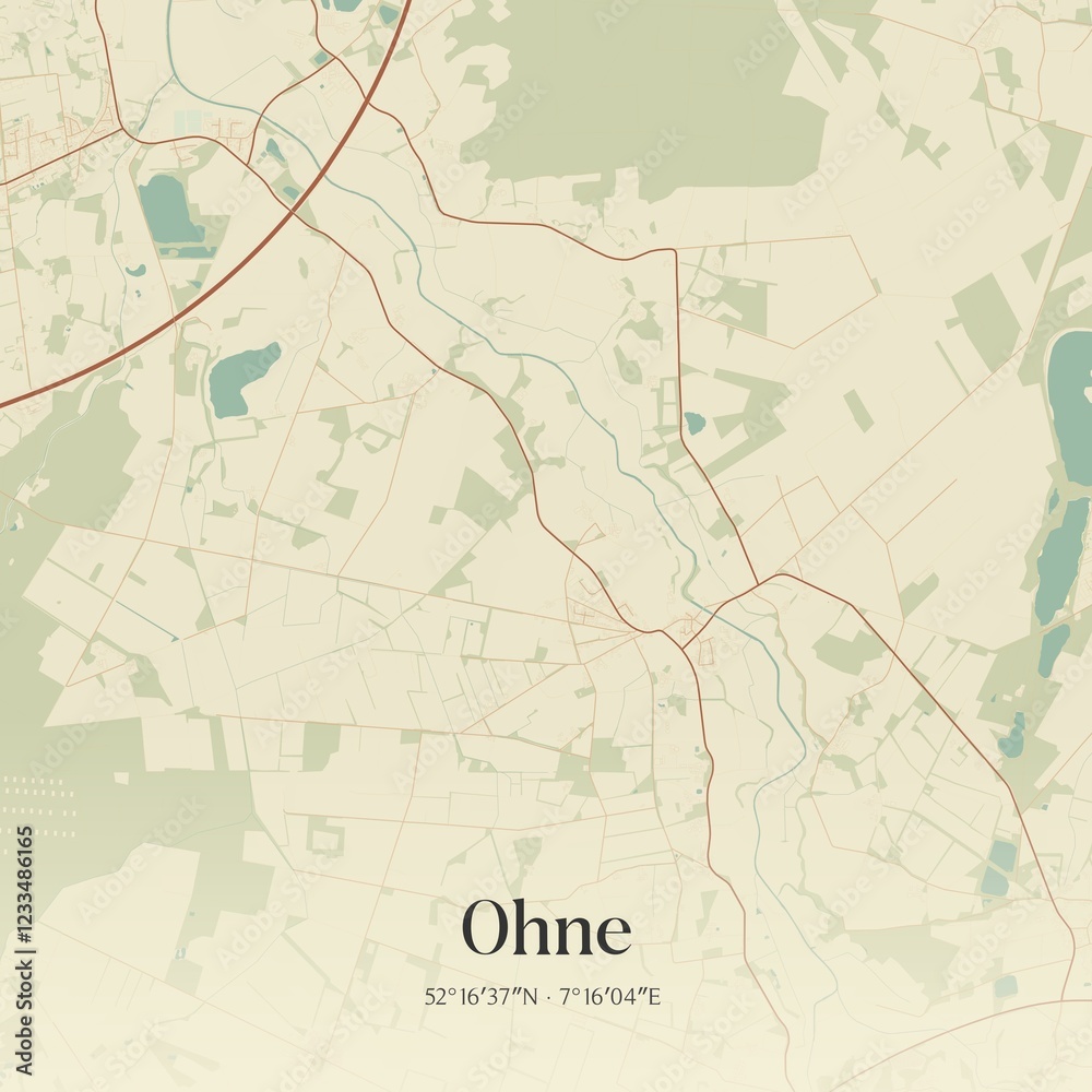 Obraz premium Vintage map of Ohne, Germany.
