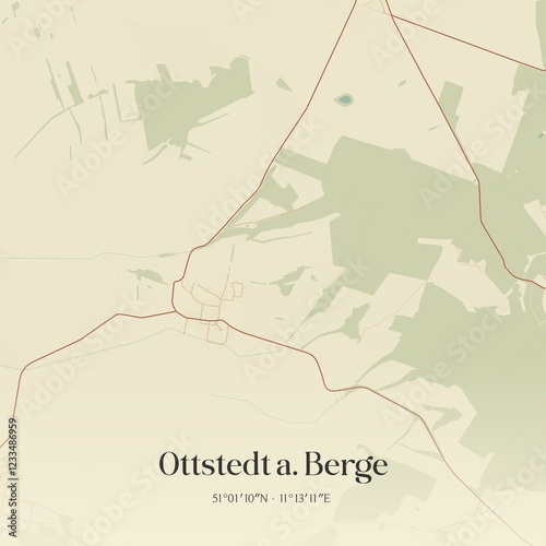 Vintage map of Ottstedt a. Berge, Germany.