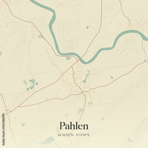 Vintage map of Pahlen, Germany. photo