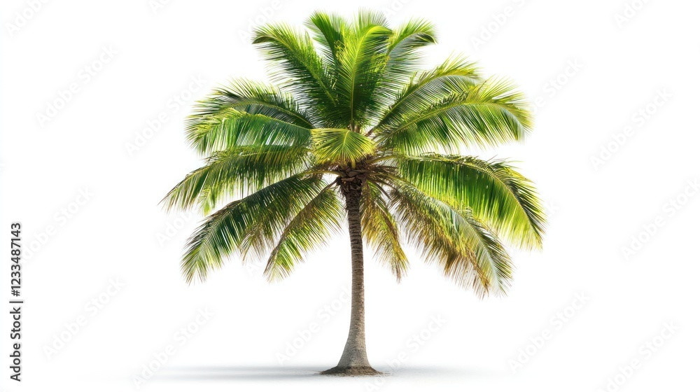 Obraz premium Lush green coconut palm tree isolated.