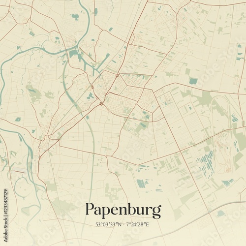 Wallpaper Mural Vintage map of Papenburg, Germany. Torontodigital.ca