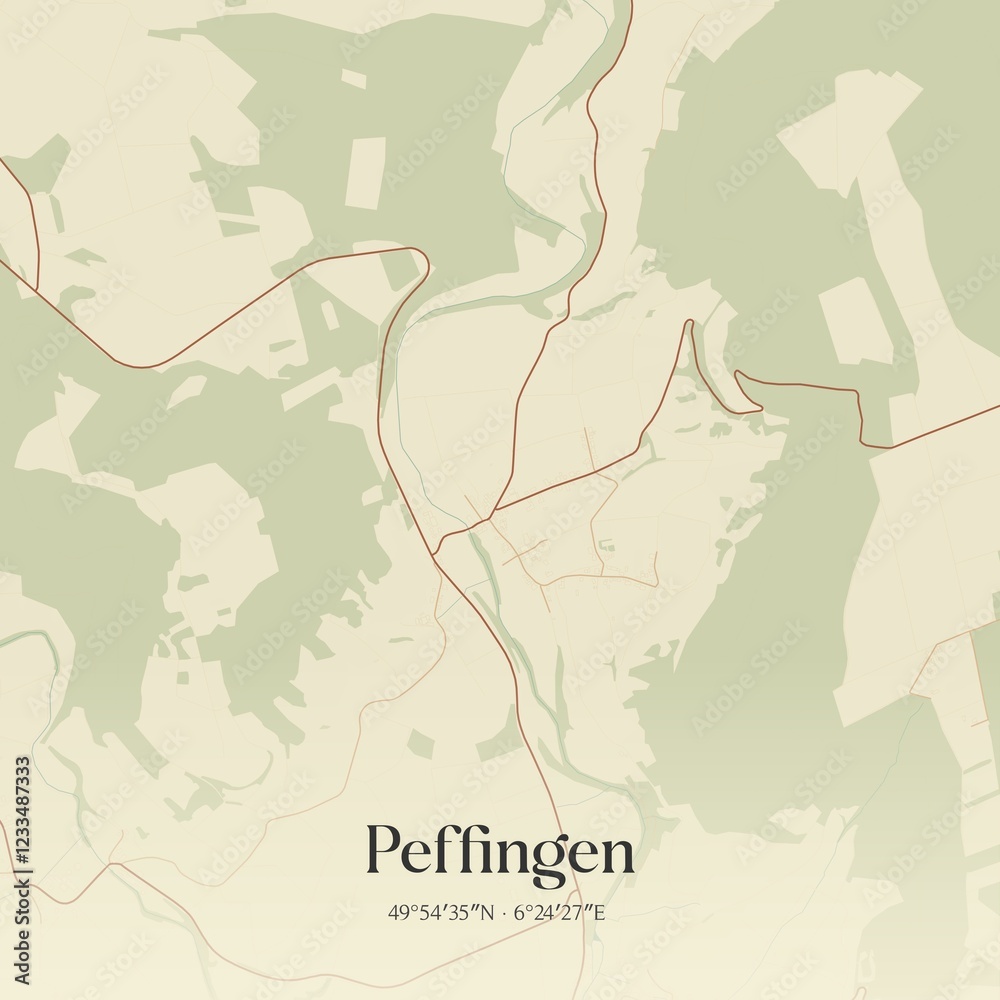 Fototapeta premium Vintage map of Peffingen, Germany.
