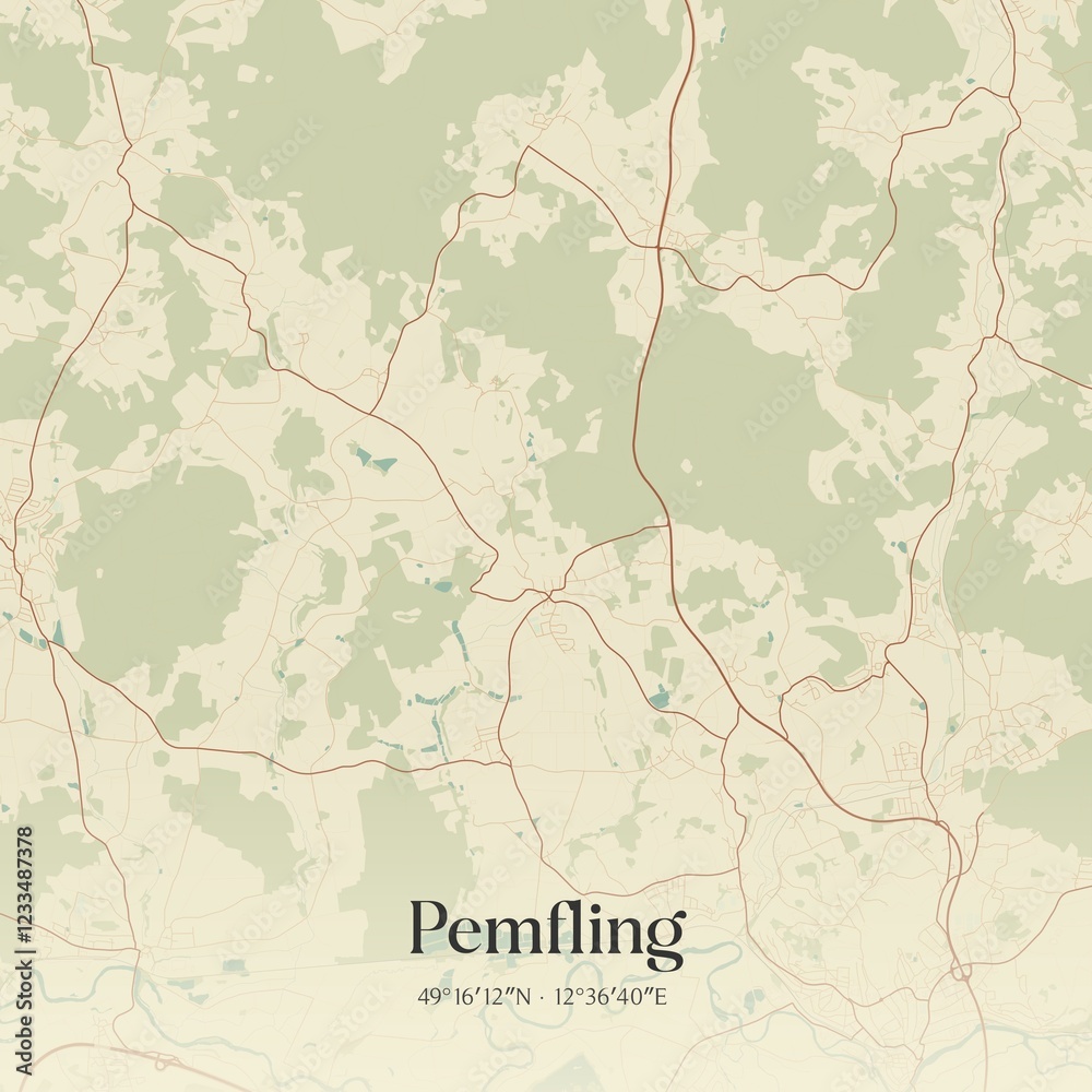 Fototapeta premium Vintage map of Pemfling, Germany.