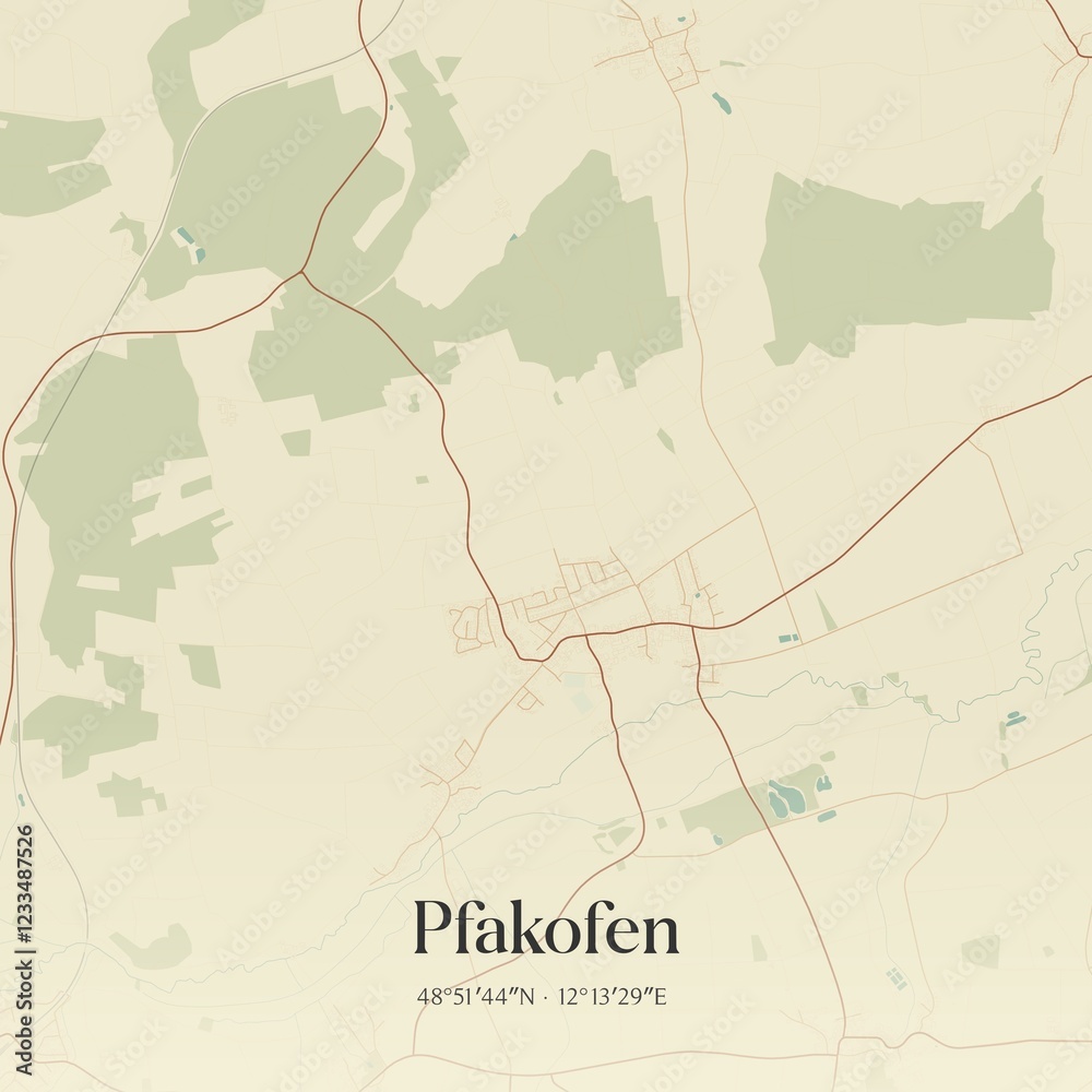 Obraz premium Vintage map of Pfakofen, Germany.