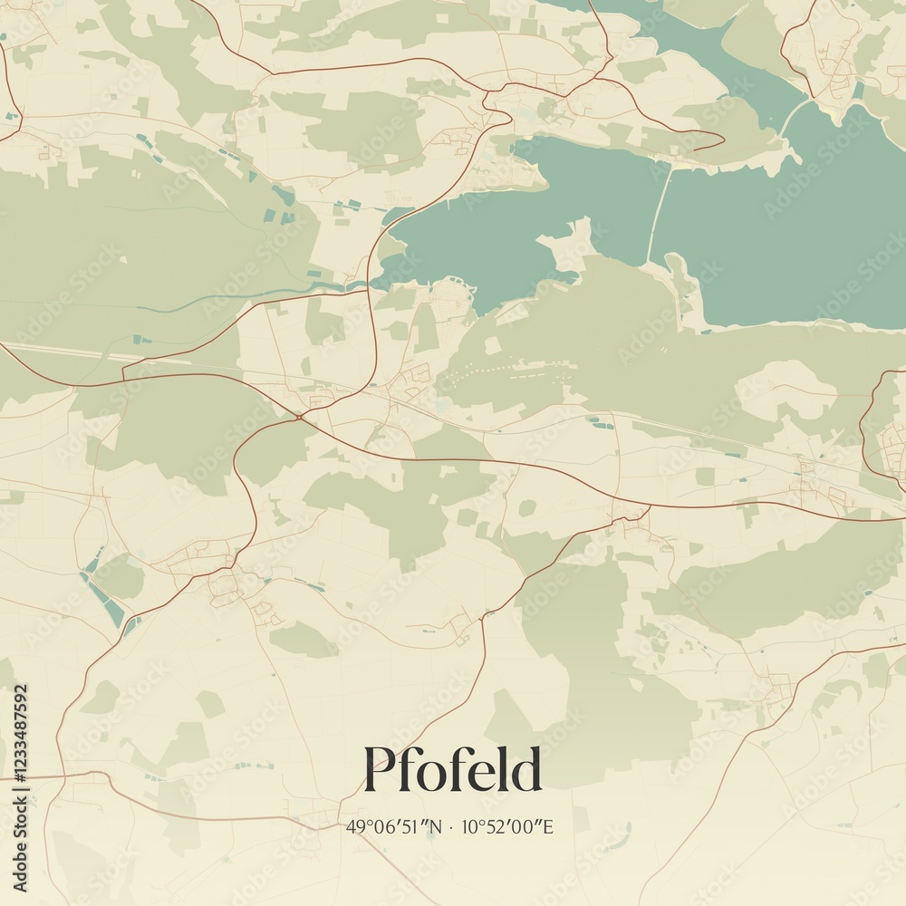 Fototapeta premium Vintage map of Pfofeld, Germany.