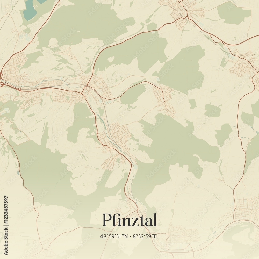 Obraz premium Vintage map of Pfinztal, Germany.