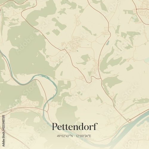 Vintage map of Pettendorf, Germany.