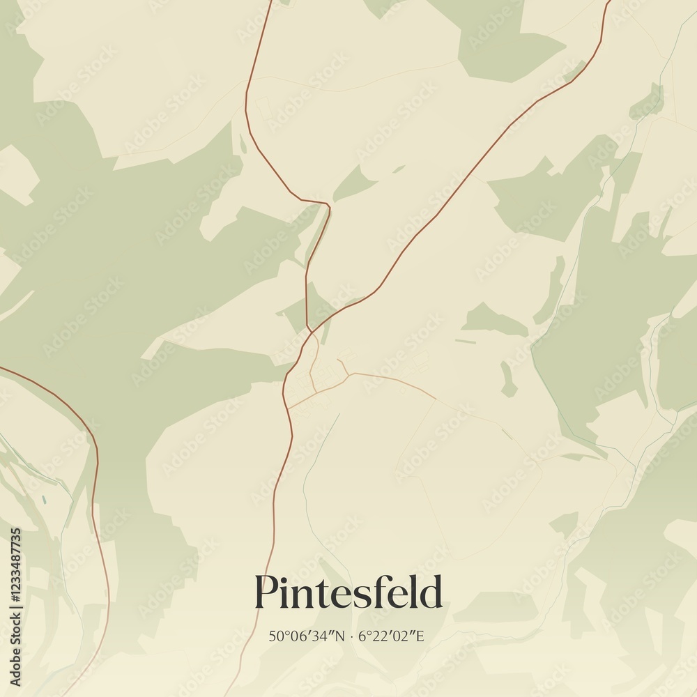 Fototapeta premium Vintage map of Pintesfeld, Germany.