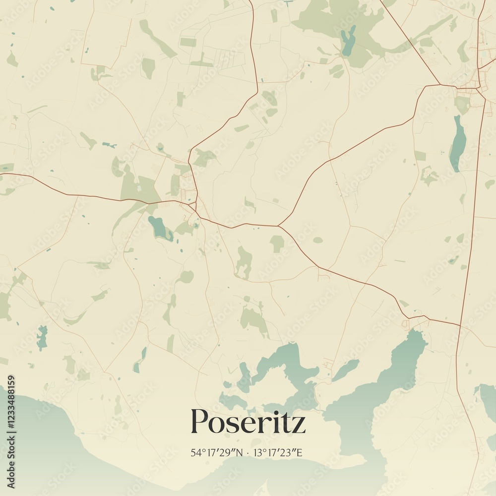 Fototapeta premium Vintage map of Poseritz, Germany.