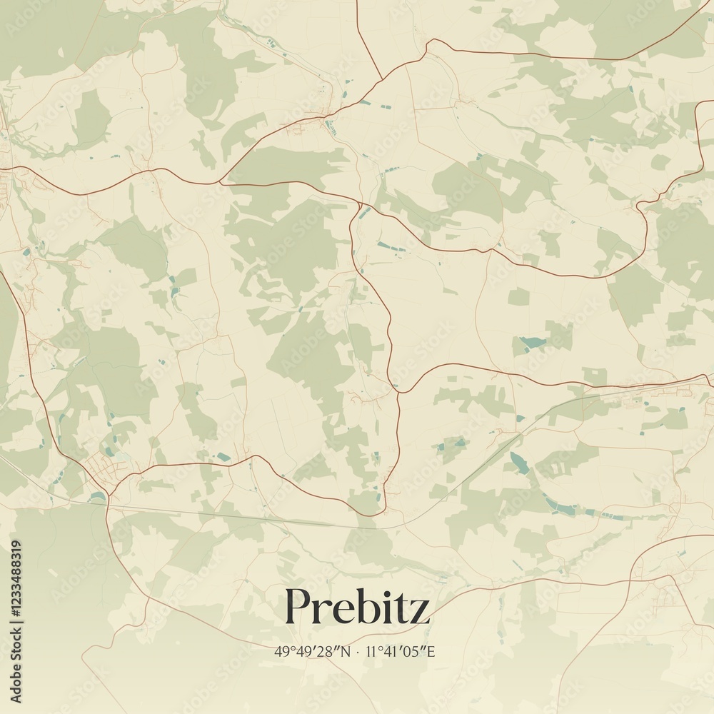 Fototapeta premium Vintage map of Prebitz, Germany.