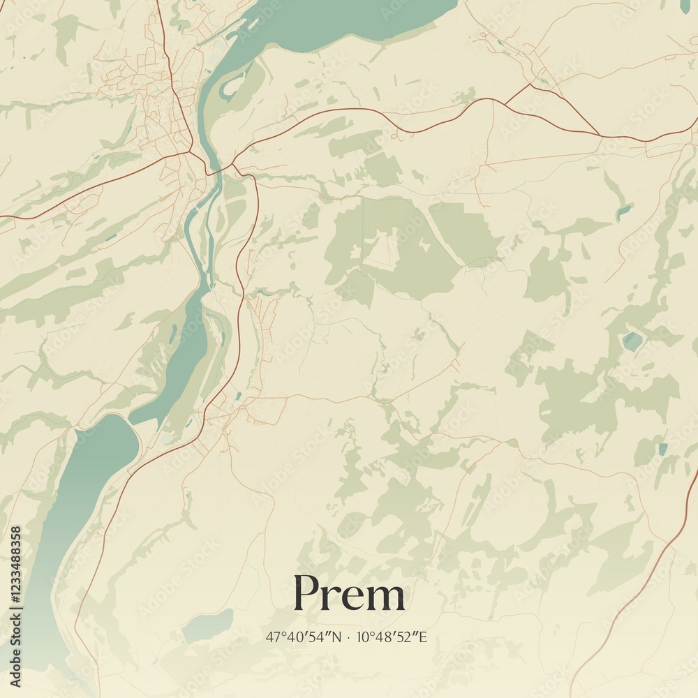 Fototapeta premium Vintage map of Prem, Germany.