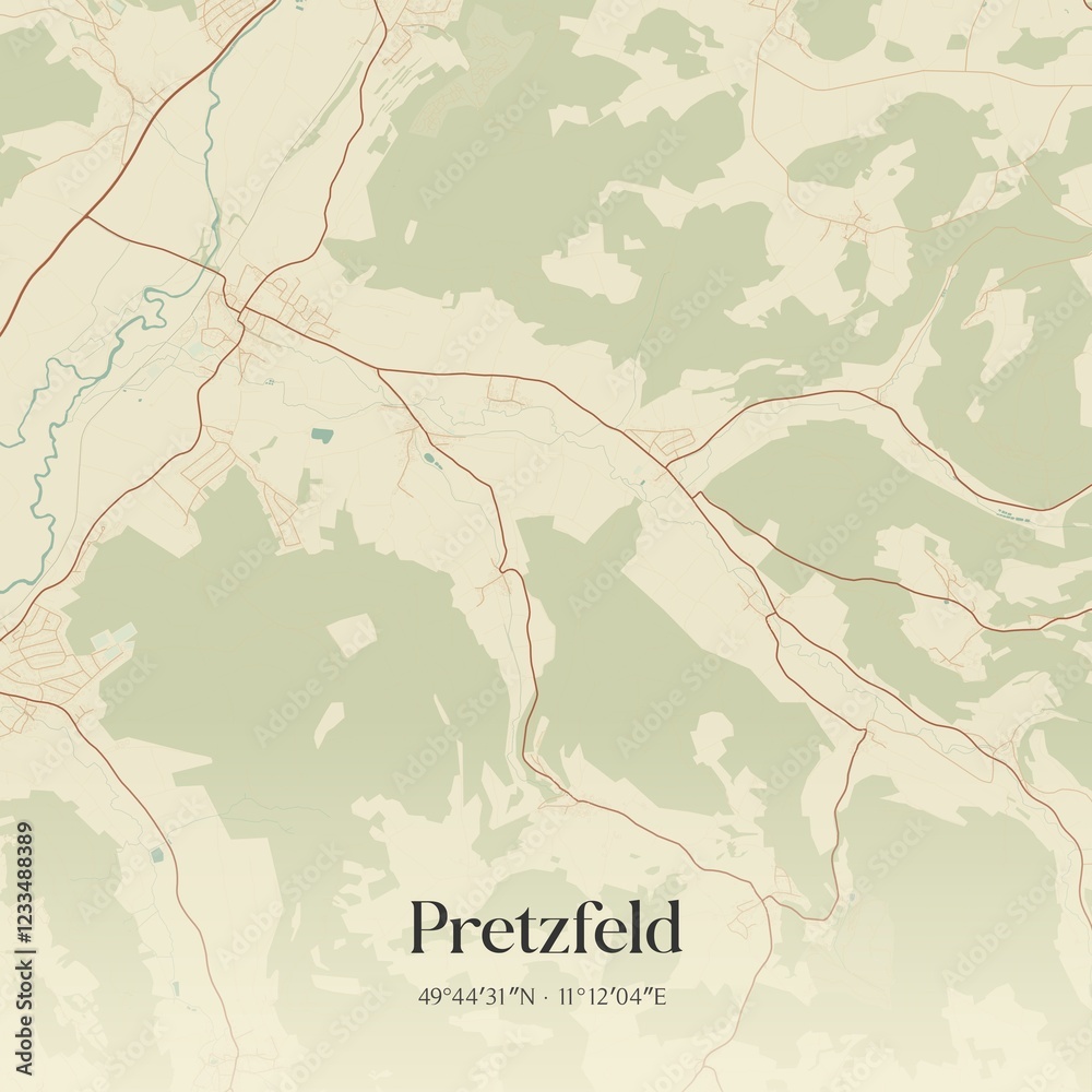 Obraz premium Vintage map of Pretzfeld, Germany.