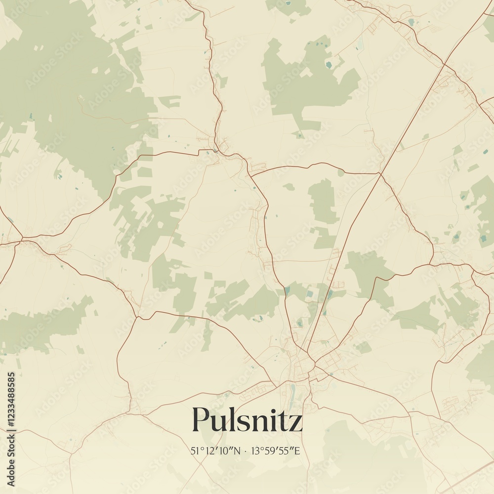 Obraz premium Vintage map of Pulsnitz, Germany.