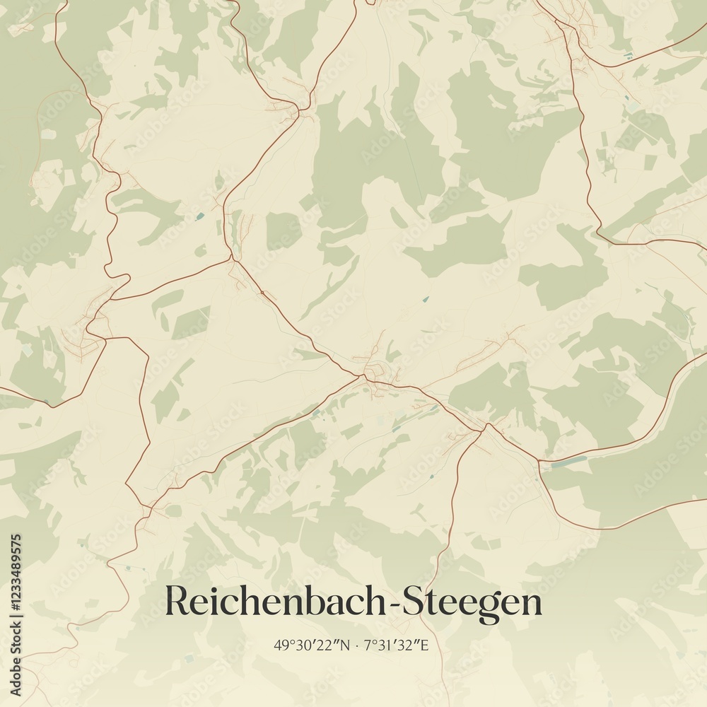Fototapeta premium Vintage map of Reichenbach-Steegen, Germany.