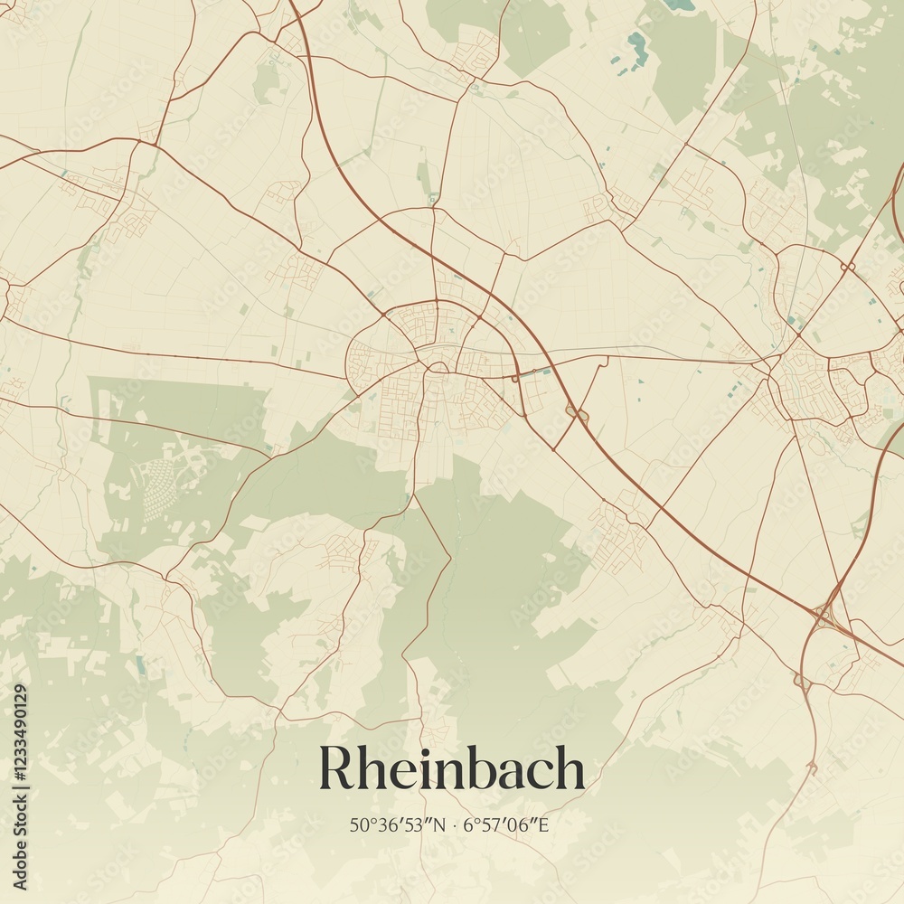 Fototapeta premium Vintage map of Rheinbach, Germany.