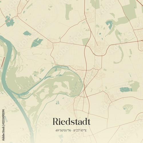 Vintage map of Riedstadt, Germany. photo