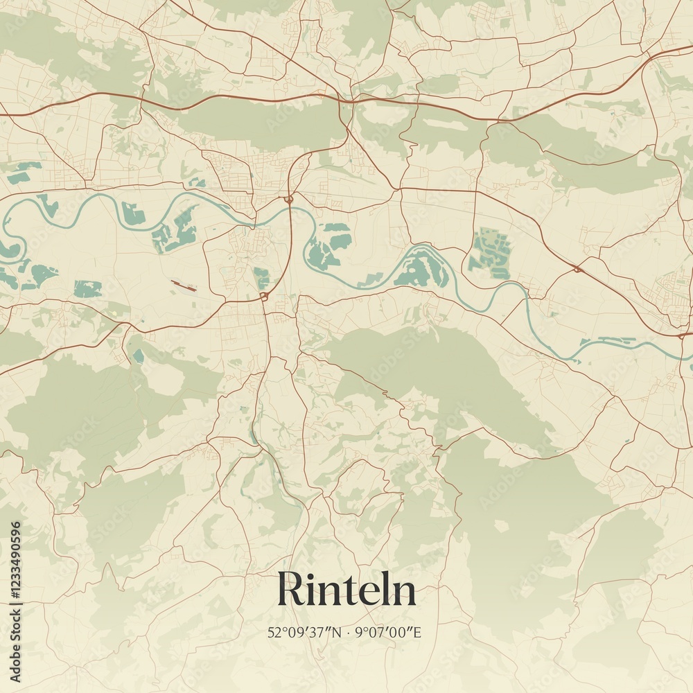 Obraz premium Vintage map of Rinteln, Germany.